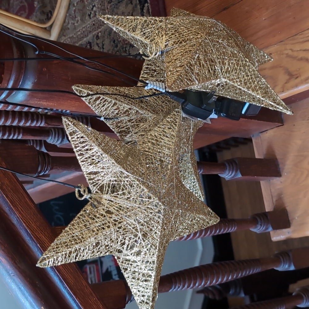 Three 3 Large Blinking Hanging Stars with Plugs